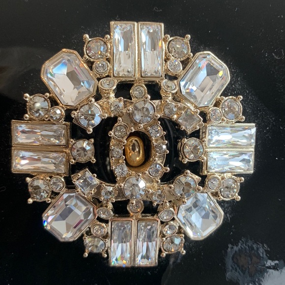 CHANEL Rare Black Patent Swarovski Crystal CC Encrusted Gem East West Clutch Bag - Picture 2 of 16